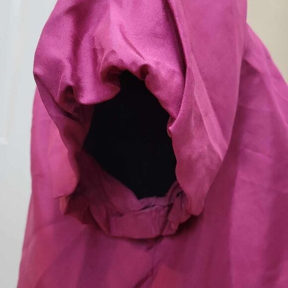 Ann Taylor Puffed Sleeve Pleated Neckline Silk Blouse - Picture 3 of 5